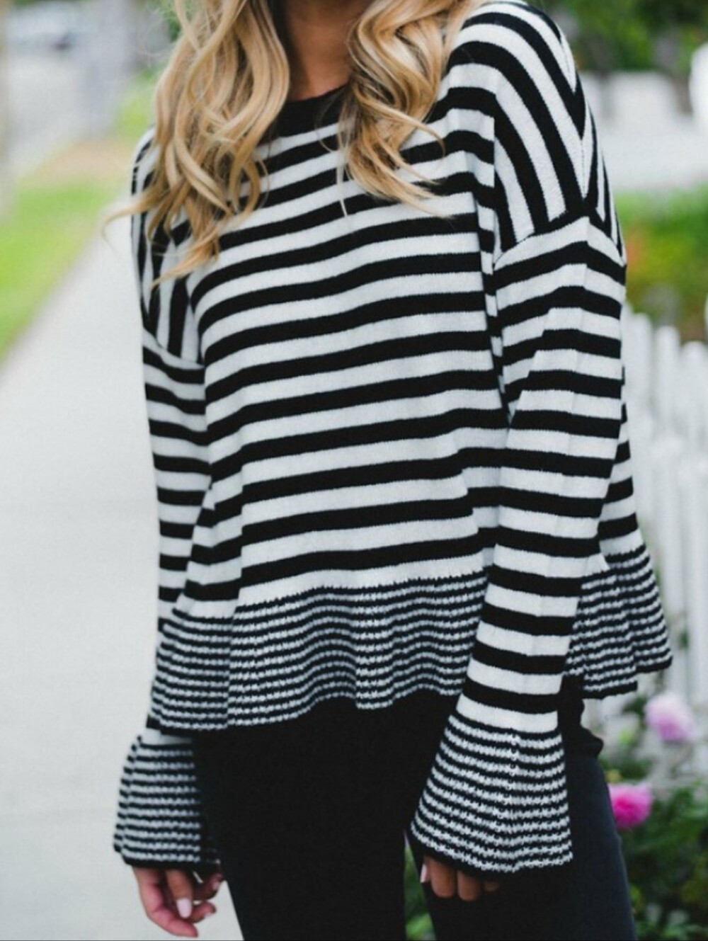 Cinq à Sept Stripe Seren Pullover Sweater Black & Ivory Womens Size Small